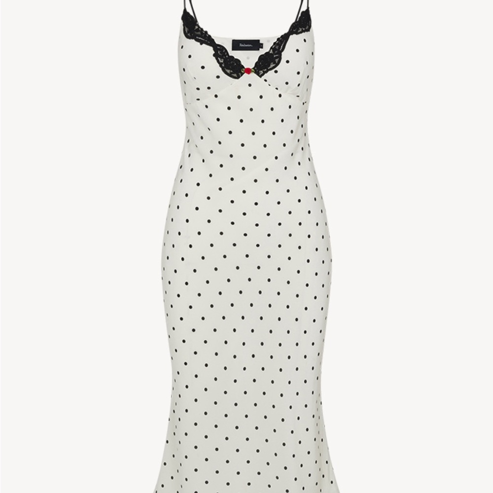 Realisation Par Black and White Polka Dot Dress with Lace